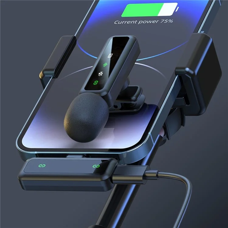 Microphone sans fil H63 2,4 G pour smartphones, diffusion en direct, réduction du bruit, 2 émetteurs + 1 récepteur - Connecteur iP