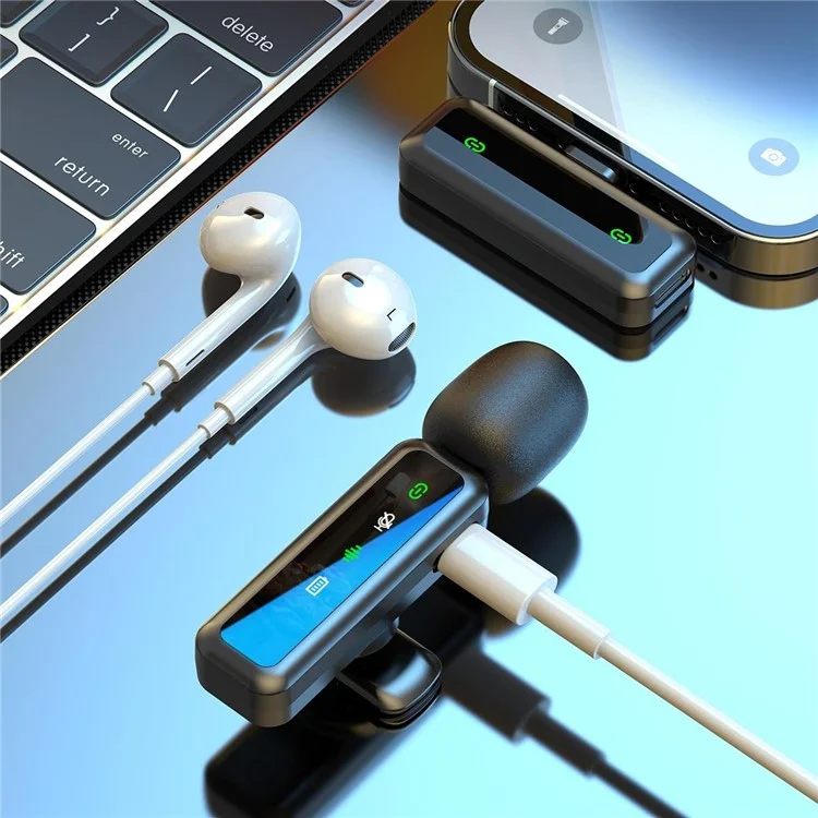 Microphone sans fil H63 2,4 G pour smartphones, diffusion en direct, réduction du bruit, 2 émetteurs + 1 récepteur - Connecteur iP