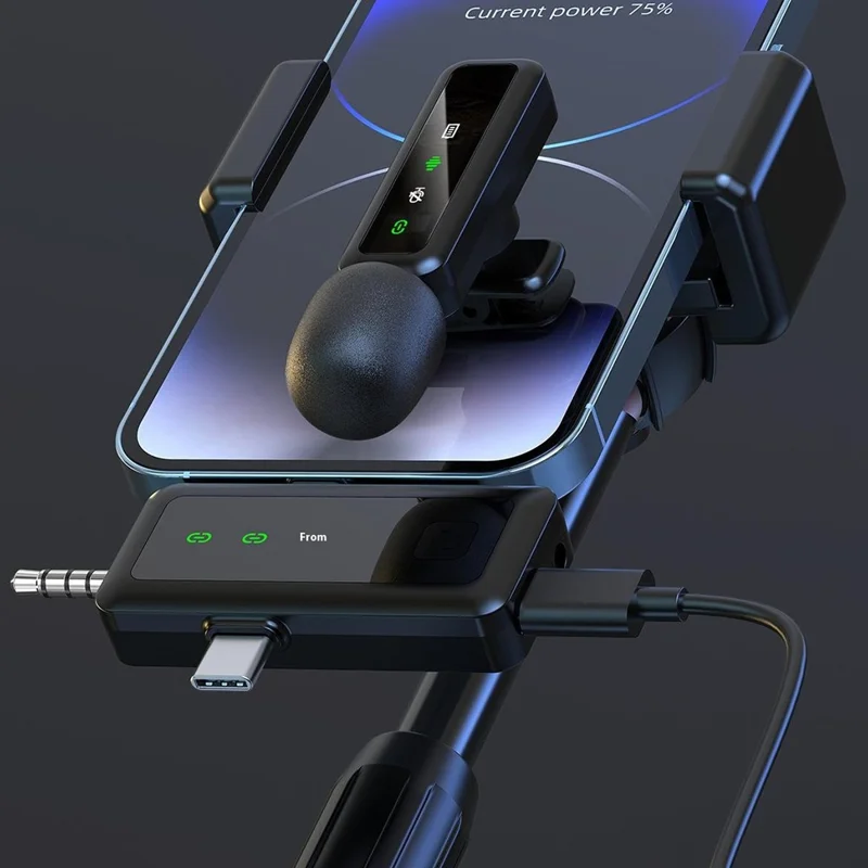 H65 3 в 1 iP / Type C / 2,4 ГГц беспроводной петличный микрофон с шумоподавлением, 1 передатчик + 1 приемник