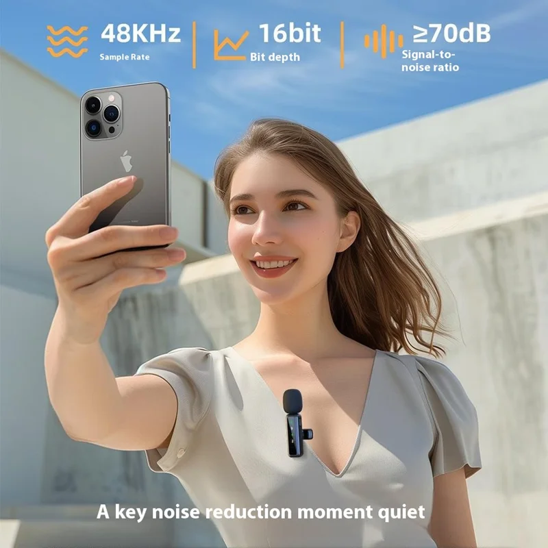 H65 3 в 1 iP / Type C / 2,4 ГГц беспроводной петличный микрофон с шумоподавлением, 1 передатчик + 1 приемник