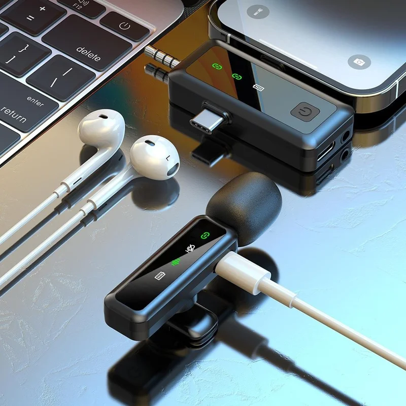 H65 3 In 1 iP  /  Type C  /  3.5mm 2.4G Wireless Lavalier Microphone Noise Reduction Mic , 2 Transmitter + 1 Receiver