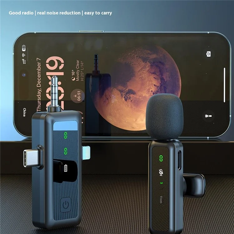 H65 3 In 1 iP  /  Type C  /  3.5mm 2.4G Wireless Lavalier Microphone Noise Reduction Mic , 2 Transmitter + 1 Receiver