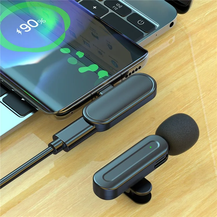 SX25 Type C Interface Noise Reduction Wireless Lavalier Microphone for Live Streaming, 2 Mic + 1 Receiver