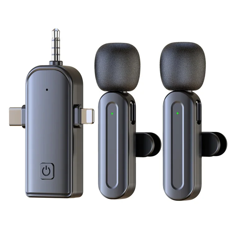 SX26 iP / Tipo C / Micrófono Inalámbrico de Solapa con Reducción de Ruido 3 en 1 para Transmisión en Directo, 2 Micrófonos + 1 Receptor