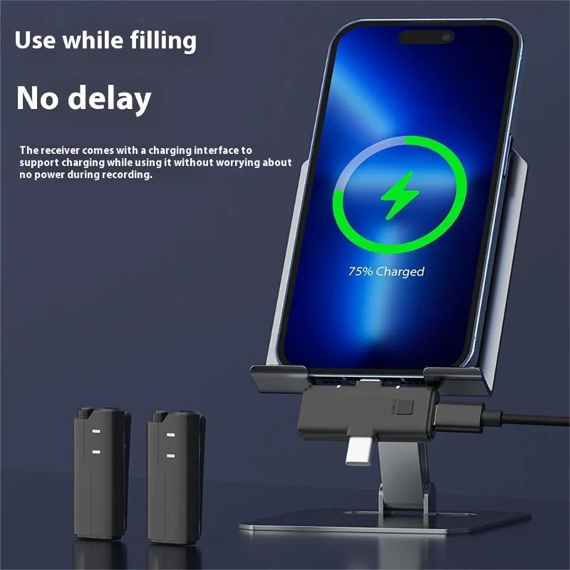 SX80 Noise Reduction Real Time Monitoring Lavalier Microphone with Type C + iP 2 In 1 Receiver