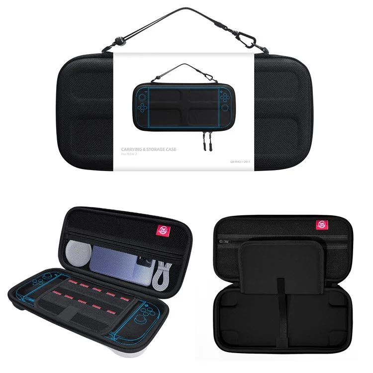 JYS JYS-NS2282 For Nintendo Switch 2 Game Console Portable Carrying Case Game Cards Storage EVA Zipper Bag