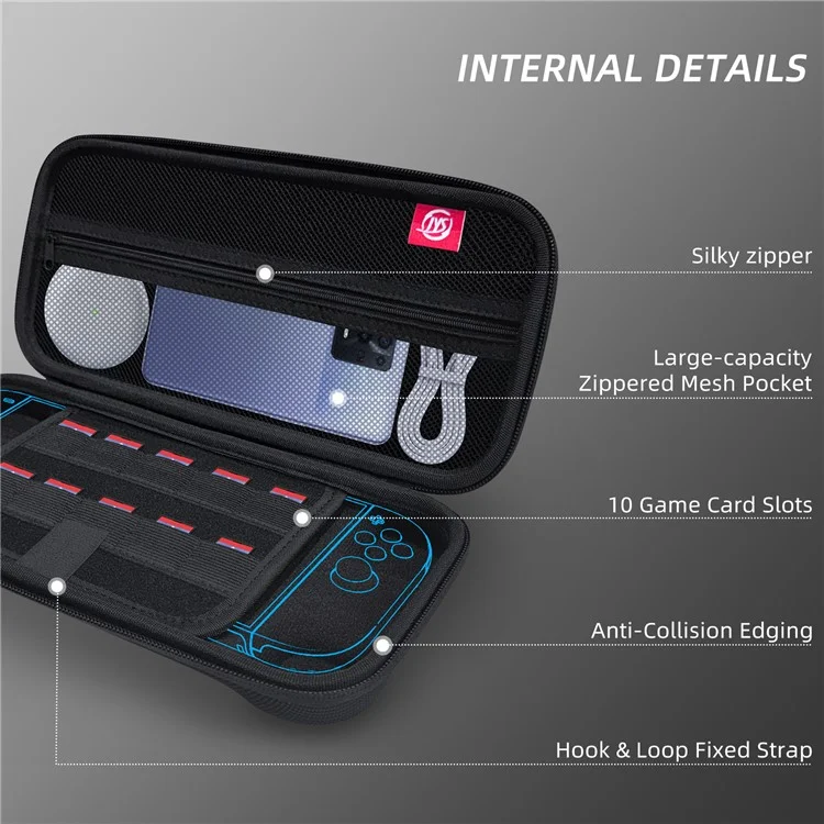 JYS JYS-NS2282 For Nintendo Switch 2 Game Console Portable Carrying Case Game Cards Storage EVA Zipper Bag