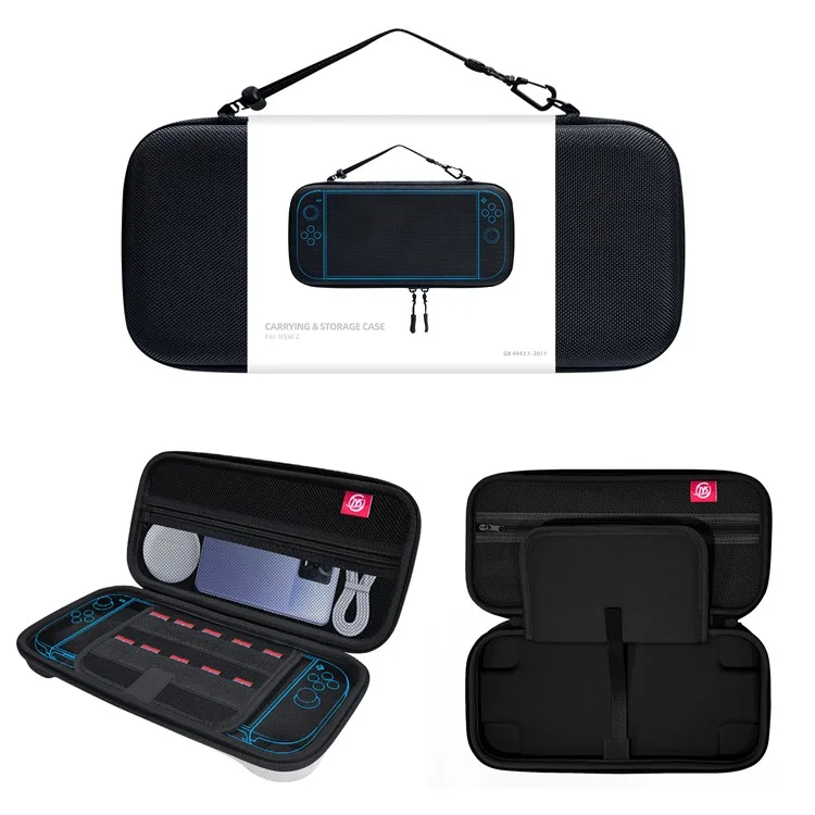 JYS JYS-NS2283 For Nintendo Switch 2 Game Console Carrying Case EVA Protective Storage Bag with Game Card Slots - Black