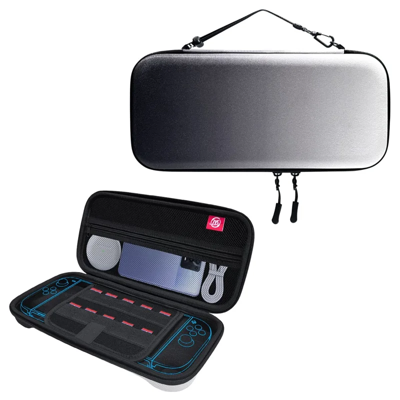 JYS JYS-NS2283 For Nintendo Switch 2 Game Console Carrying Case EVA Protective Storage Bag with Game Card Slots - Black+White