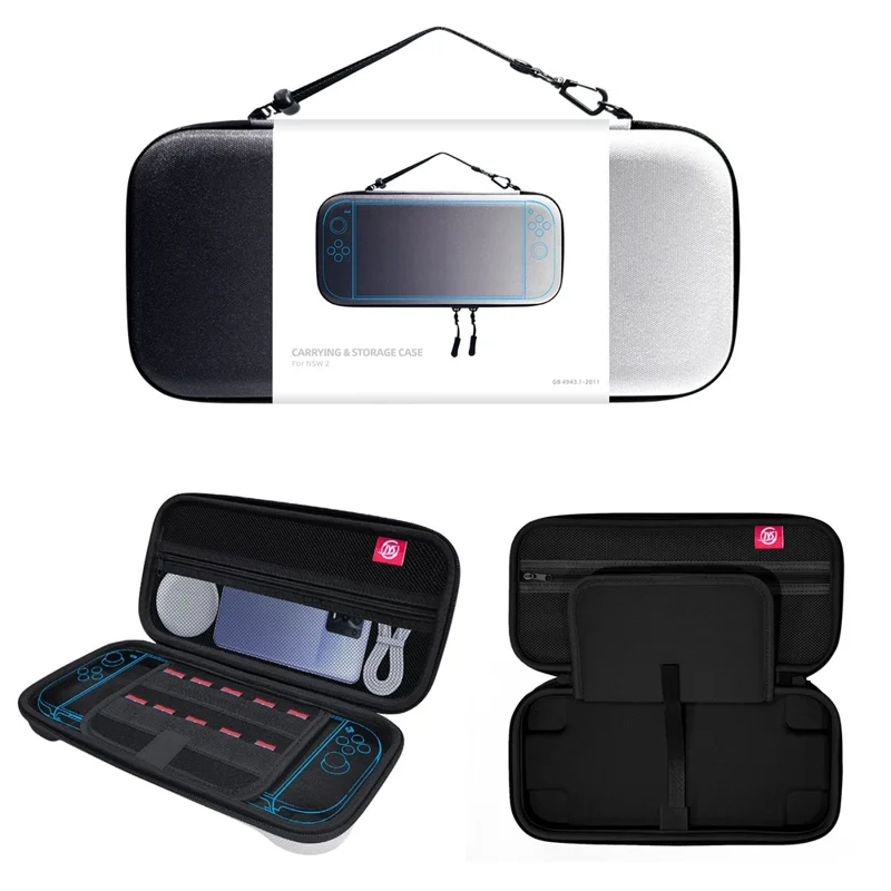 JYS JYS-NS2283 For Nintendo Switch 2 Game Console Carrying Case EVA Protective Storage Bag with Game Card Slots - Black+White