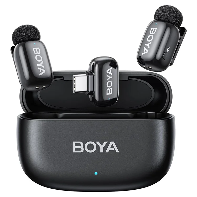 BOYA Mini-03 2Pcs Wireless Lavalier Microphone Live Streaming Interviews Recording Noise Reduction Mic with 1 Type-C Receiver
