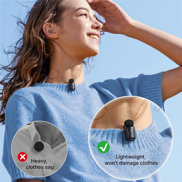 BOYA Mini-03 2Pcs Wireless Lavalier Microphone Live Streaming Interviews Recording Noise Reduction Mic with 1 Type-C Receiver