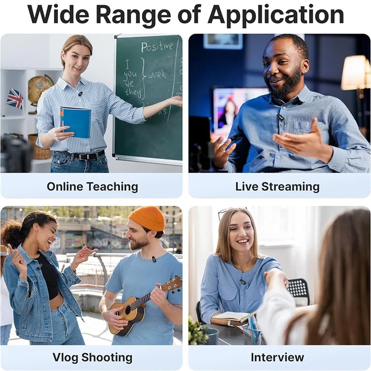 BOYA Mini-03 2Pcs Wireless Lavalier Microphone Live Streaming Interviews Recording Noise Reduction Mic with 1 Type-C Receiver