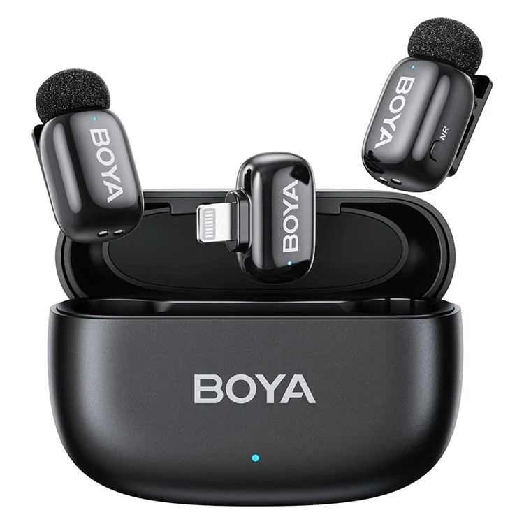 BOYA mini-04 For iPhone Mfi Certified 2Pcs Mini Wireless Microphone AI Noise Reduction Mic with Lightning Interface Receiverf