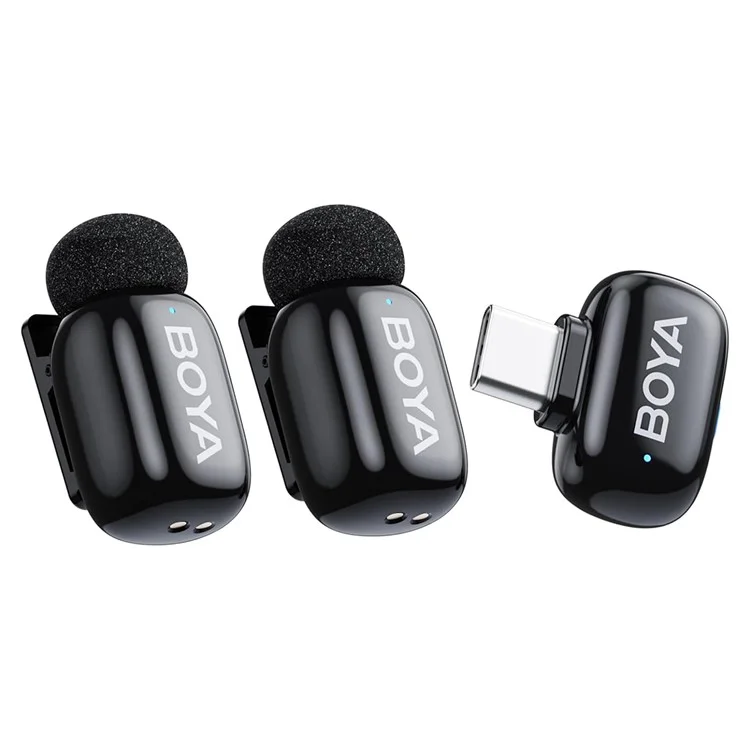 BOYA Mini-05 Microfone Lapela Sem Fio Mini Redutor de Ruído de IA Mudador de Voz, 2 Transmissores + 1 Receptor USB-C
