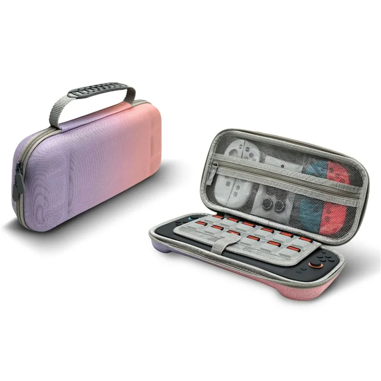 For Nintendo Switch 2 Game Console Carrying Case Gradient Storage Bag with Silicone Cable Tie - Gradient Purple Pink