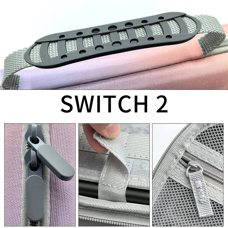 For Nintendo Switch 2 Game Console Carrying Case Gradient Storage Bag with Silicone Cable Tie - Gradient Purple Pink