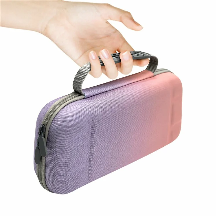 For Nintendo Switch 2 Game Console Carrying Case Gradient Storage Bag with Silicone Cable Tie - Gradient Purple Pink