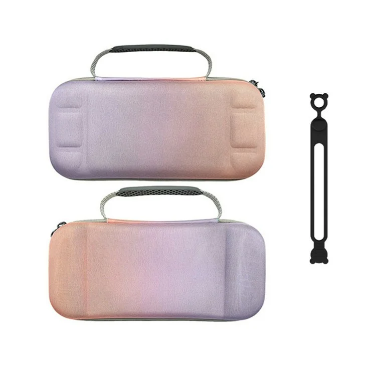 For Nintendo Switch 2 Game Console Carrying Case Gradient Storage Bag with Silicone Cable Tie - Gradient Purple Pink