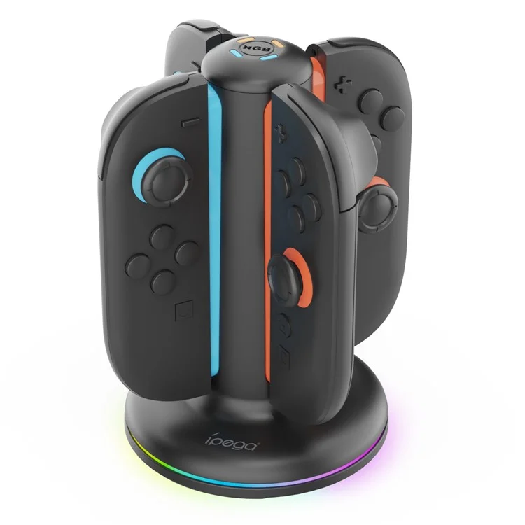 Base de carga IPEGA PG-SW2052 para mandos Joy-Con de Nintendo Switch con 4 ranuras y luz ambiental