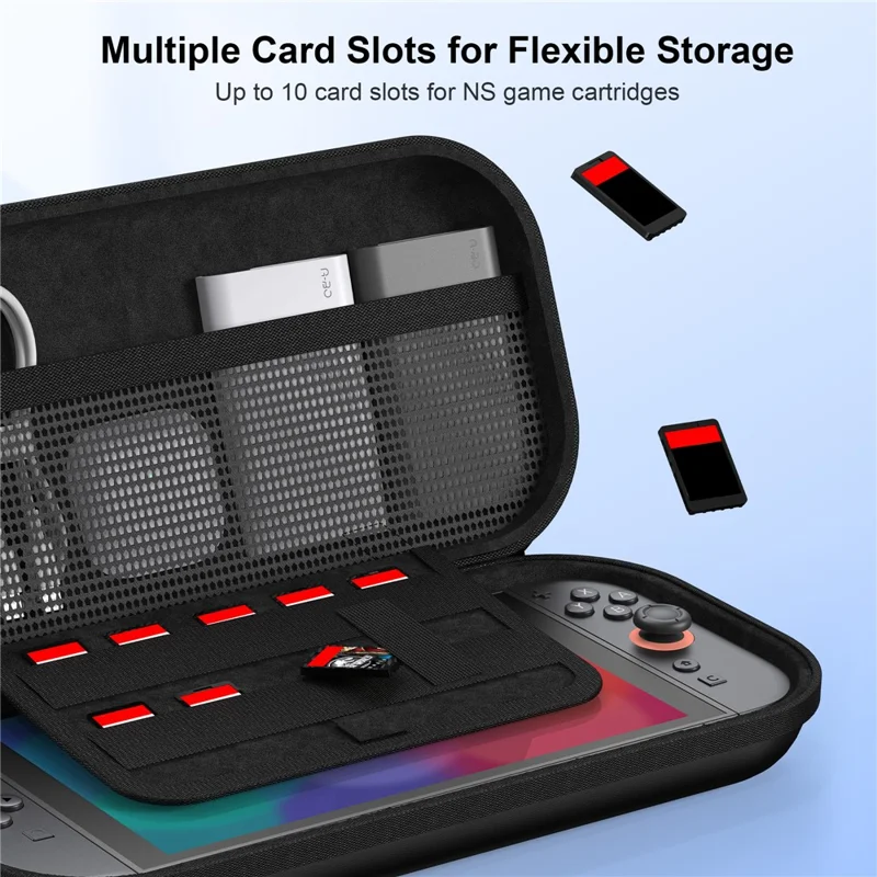 STARTRC GAMES For Nintendo Switch 2 Carrying Case Storage Bag Protective Cover with Game Card Slots - Black  /  Without Logo