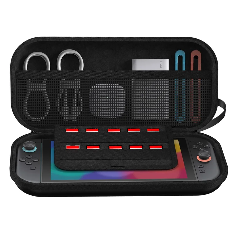 STARTRC GAMES For Nintendo Switch 2 Carrying Case Storage Bag Protective Cover with Game Card Slots - Black  /  Without Logo