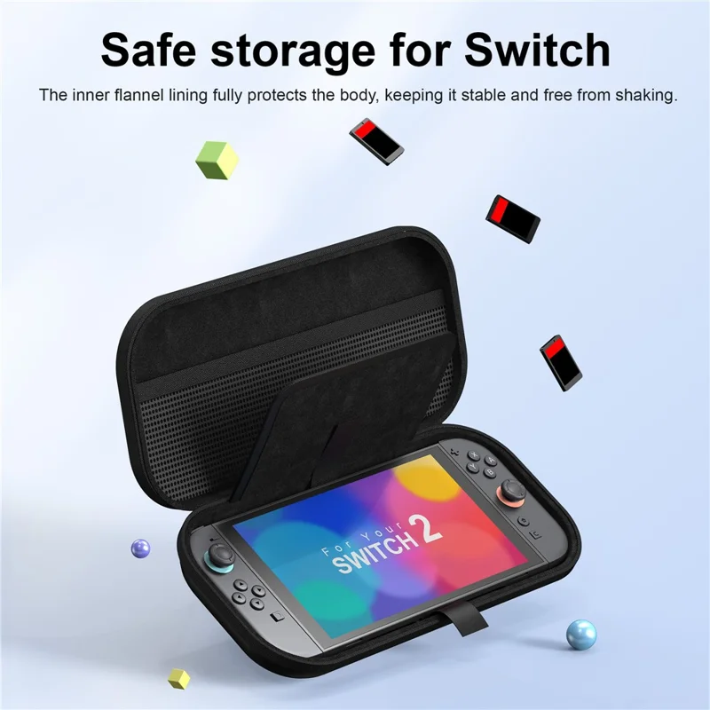 STARTRC GAMES For Nintendo Switch 2 Carrying Case Storage Bag Protective Cover with Game Card Slots - Black  /  Without Logo