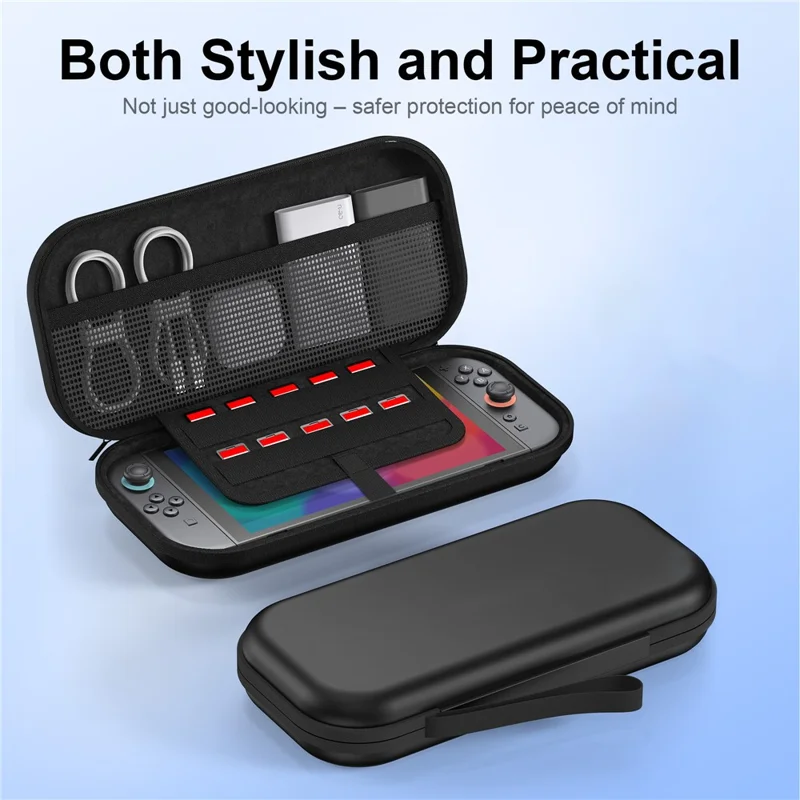 STARTRC GAMES For Nintendo Switch 2 Carrying Case Storage Bag Protective Cover with Game Card Slots - Black  /  Without Logo