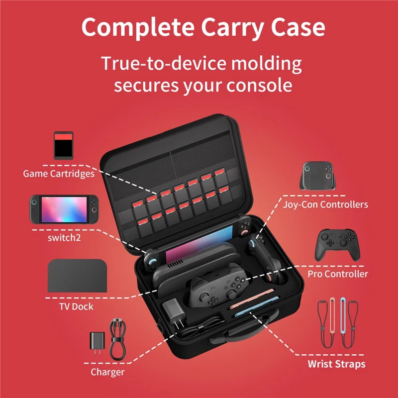 STARTRC SPIELE Für Nintendo Switch 2 Aufbewahrungskoffer Multifunktionale Reisetasche mit Schultergurt - Schwarz