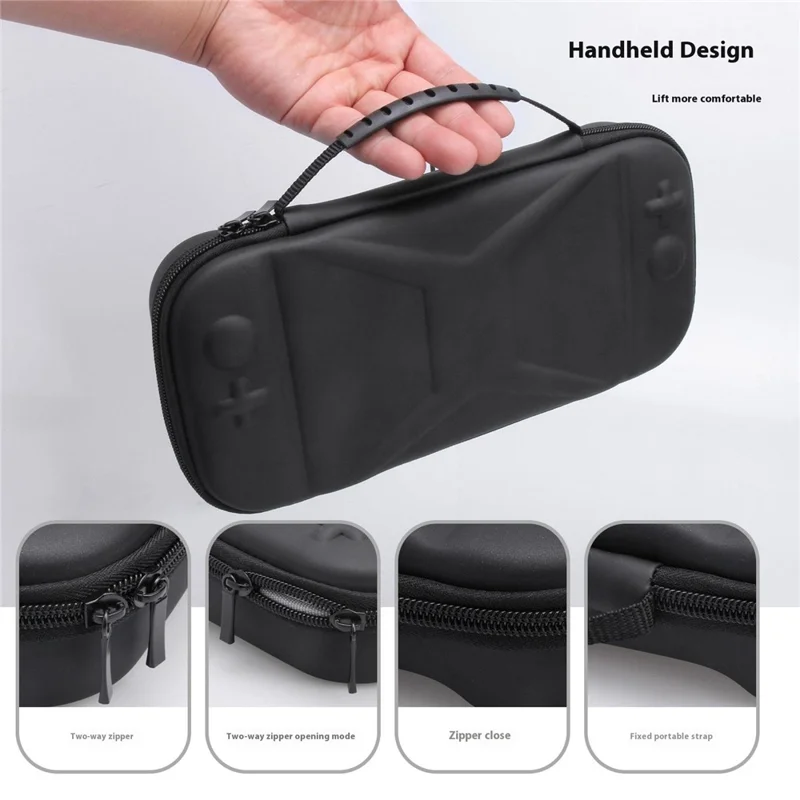 For Nintendo Switch 2 Console Storage Case EVA Leather Bag with Controller Protective Cover - Black + Blue / Red