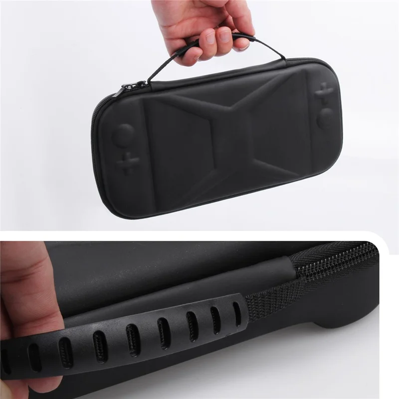 For Nintendo Switch 2 Console Storage Case EVA Leather Bag with Controller Protective Cover - Black + Blue / Orange