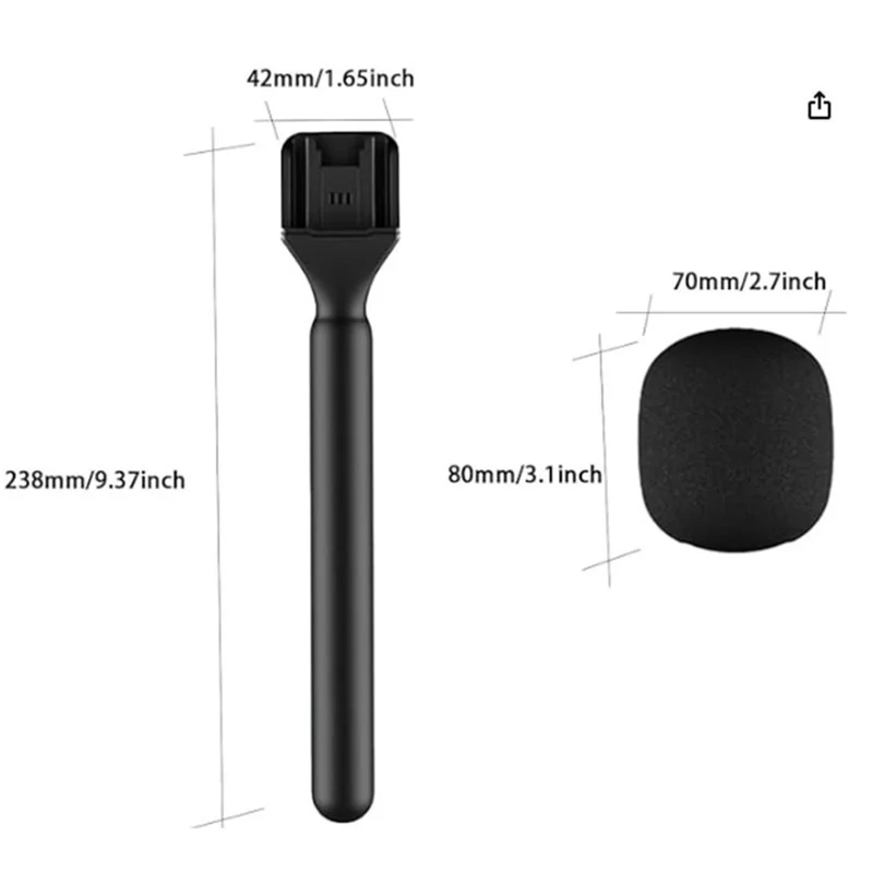 XWJ70 Micrófono de Mano Profesional con Brazo para Grabación de Entrevistas, Compatible con Micrófonos Inalámbricos de Solapa - Negro