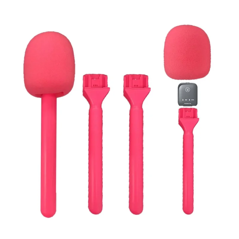 XWJ70 Handheld Microphone Boom Professional Interview Recording Mic Stick for Wireless Lavalier Mics - Pink