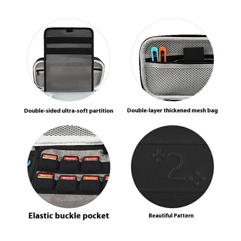 For Nintendo Switch 2 Carrying Case Large Capacity Storage Bag with Fixing Strap and Joystick Caps