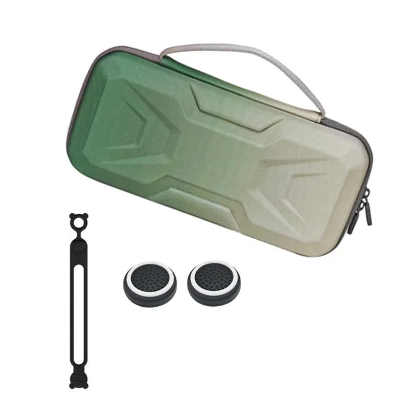 For Nintendo Switch 2 Console Mecha Style EVA Carrying Case with Cable Tie Joystick Caps Set - Gradient Green