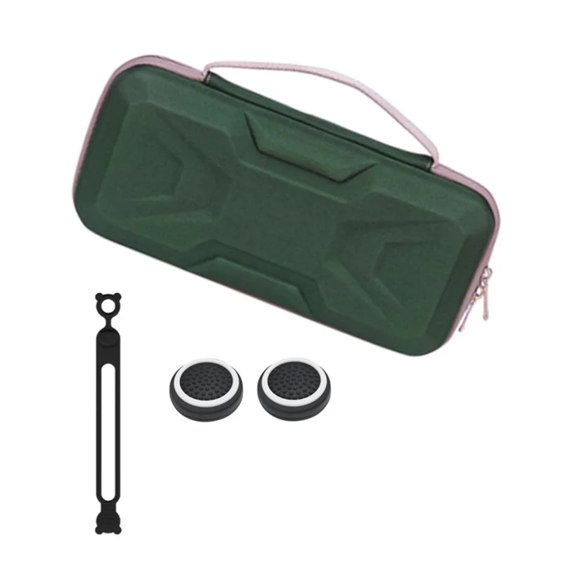 For Nintendo Switch 2 Console Mecha Style EVA Carrying Case with Cable Tie Joystick Caps Set - Blackish Green