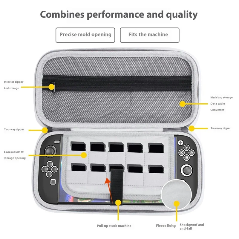For Nintendo Switch 2 EVA Snowflake Fabric Handheld Carrying Case Shock Resistant Storage Bag