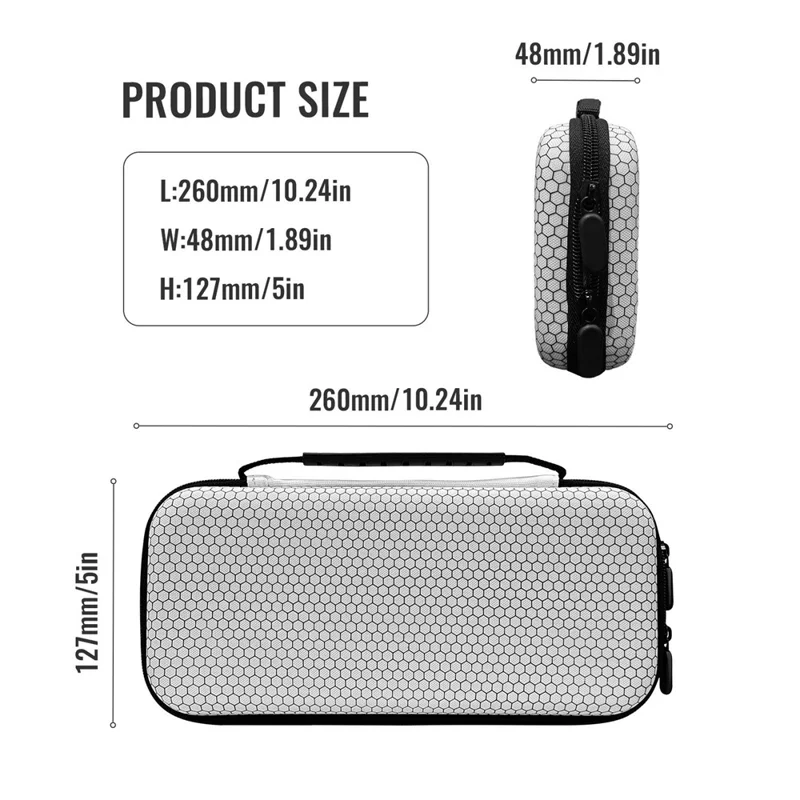 For Nintendo Switch 2 Console Storage Case Honeycomb EVA Carrying Bag with Game Card Compartment - White