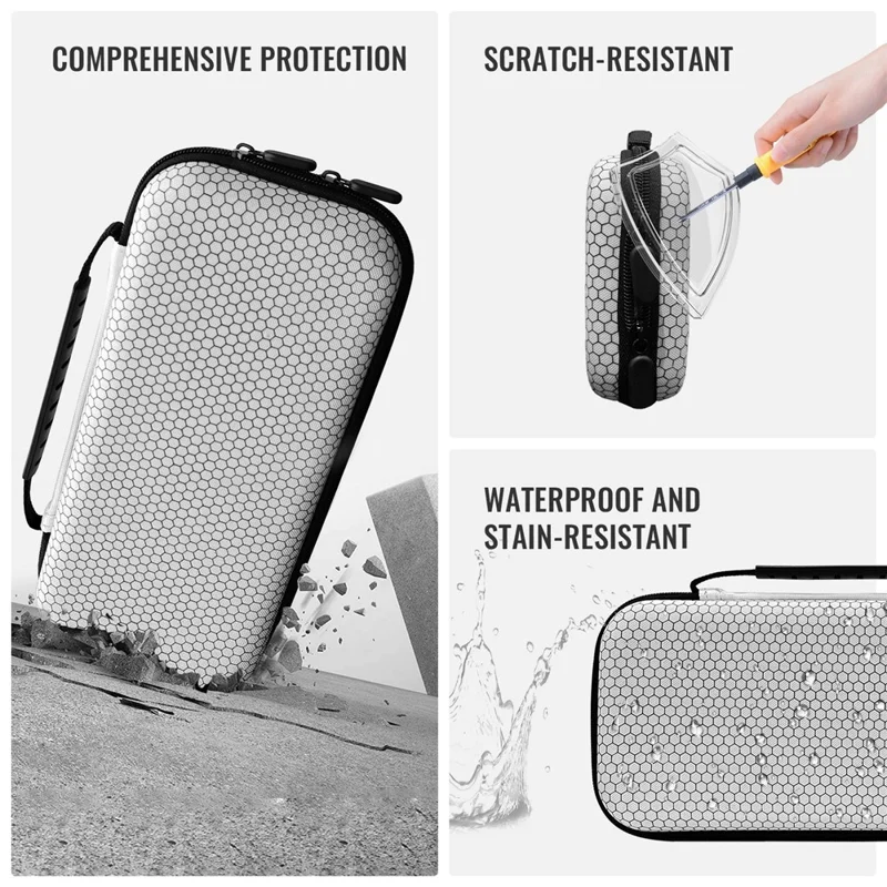 For Nintendo Switch 2 Console Storage Case Honeycomb EVA Carrying Bag with Game Card Compartment - White