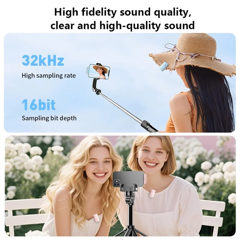 Microphone Lavalier sans fil M8 avec Réduction de Bruit pour Enregistrement Vidéo - Noir