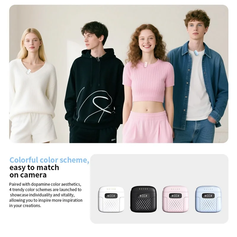 Microfono Lavalier Wireless M8 con Riduzione del Rumore per Registrazione Video - Bianco