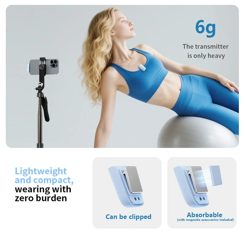 Microfono Lavalier Wireless M8 con Riduzione del Rumore per Registrazione Video - Bianco