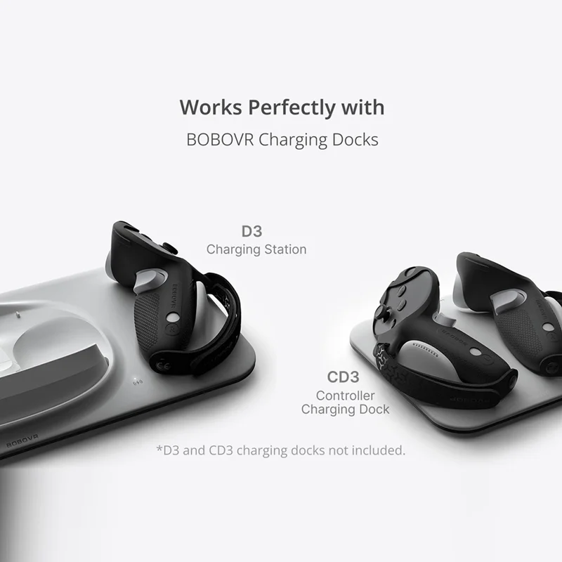 BOBOVR G3 For Meta Quest 3 / Quest 3S Controller Silicone Protective Grip Cover Set with Adjustable Knuckle Strap