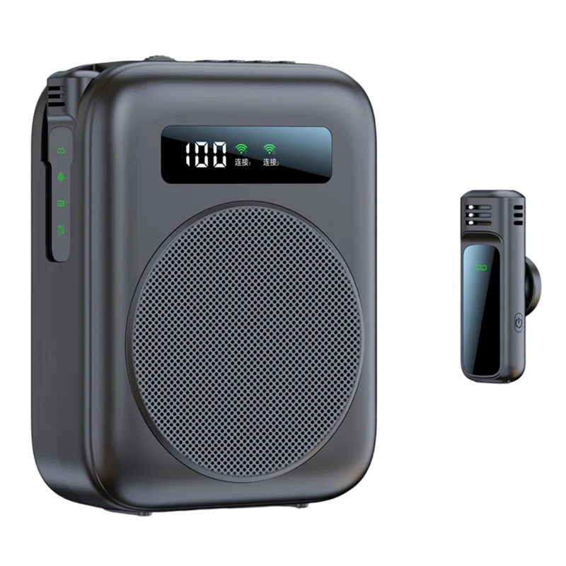 M10 Amplificatore Audio Wireless Bluetooth con Doppio Microfono da Bavero per Insegnamento, Riunioni e Spettacoli - Nero