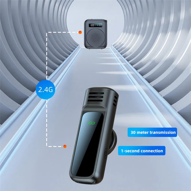M10 Amplificatore Audio Wireless Bluetooth con Doppio Microfono da Bavero per Insegnamento, Riunioni e Spettacoli - Nero