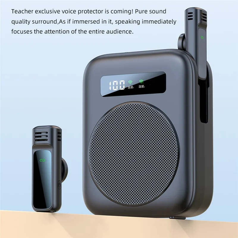 M10 Amplificatore Audio Wireless Bluetooth con Doppio Microfono da Bavero per Insegnamento, Riunioni e Spettacoli - Nero