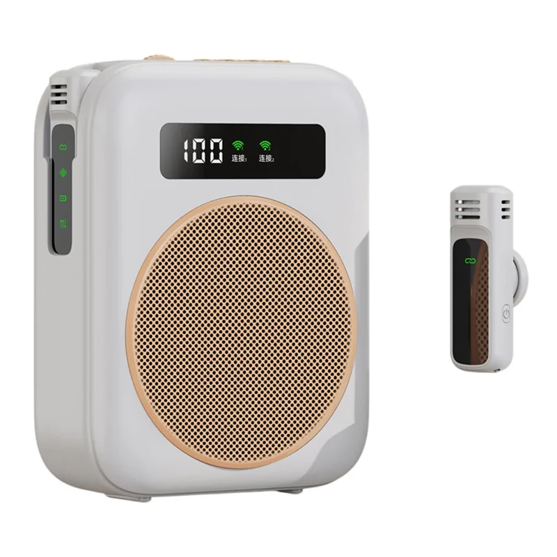 M10 Amplificatore audio wireless compatibile con Bluetooth Altoparlante con doppio microfono a revers per insegnamento, riunioni e performance - Bianco