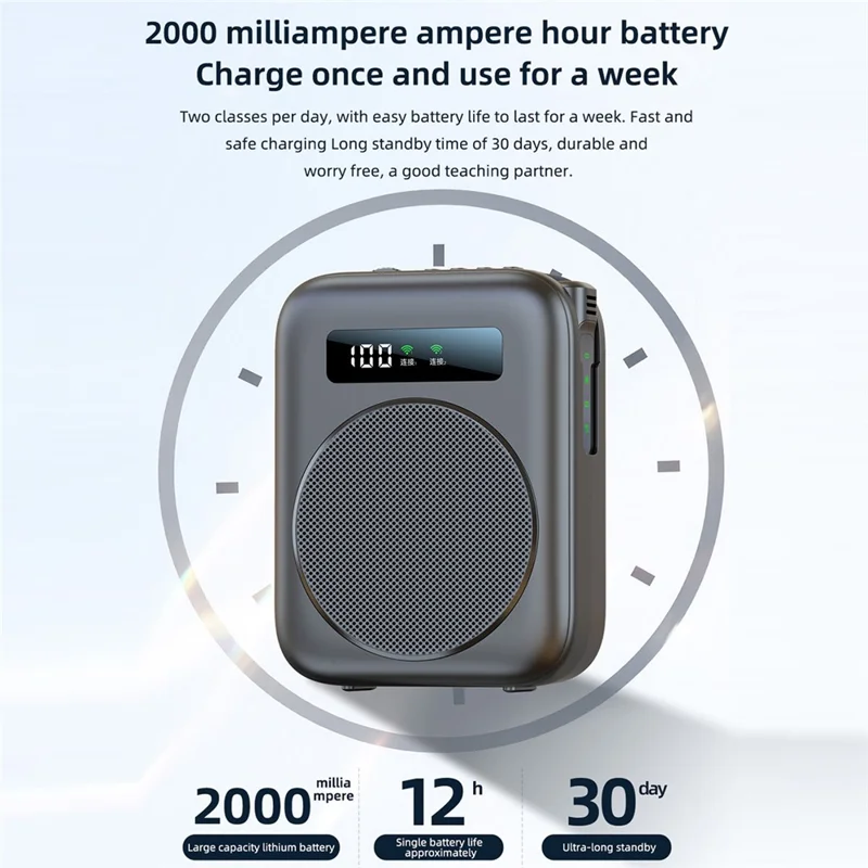 M10 Amplificatore audio wireless compatibile con Bluetooth Altoparlante con doppio microfono a revers per insegnamento, riunioni e performance - Bianco