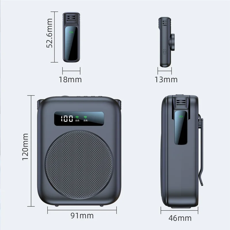 M10 Amplificatore audio wireless compatibile con Bluetooth Altoparlante con doppio microfono a revers per insegnamento, riunioni e performance - Bianco