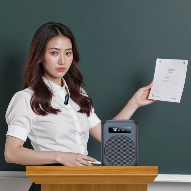 M10 Amplificatore audio wireless compatibile con Bluetooth Altoparlante con doppio microfono a revers per insegnamento, riunioni e performance - Bianco